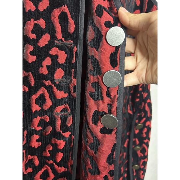 John Mark Reversible Black Red Animal Print Vest Buttons Size XL - Picture 10 of 11